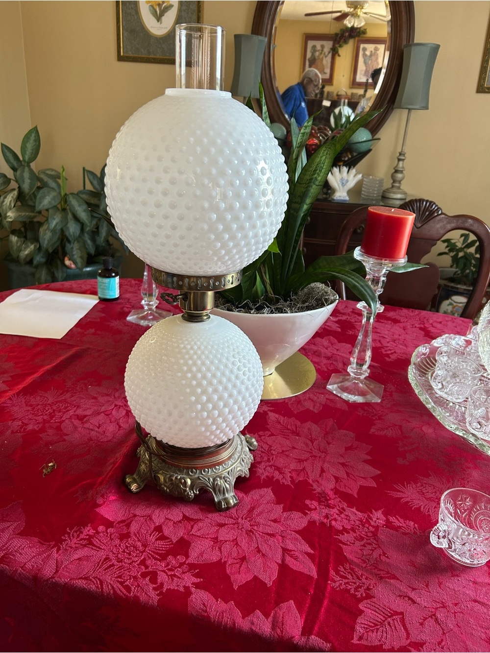 Classic White Hobnail Glass Lantern Lamp - Home Accents - Picture 2 of 2
